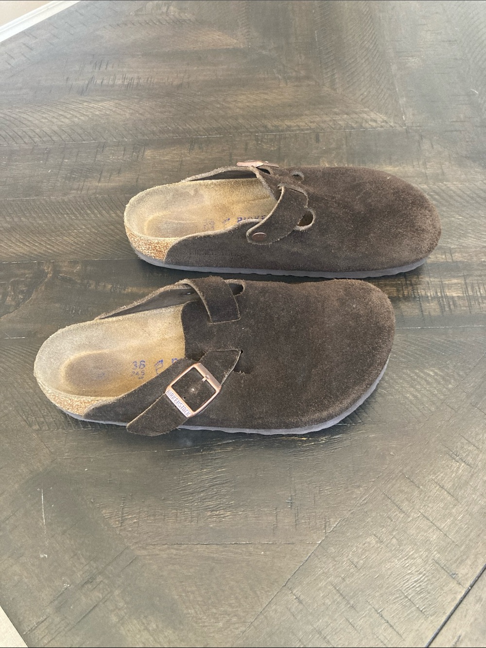Birkenstock Brown Suede Boston Clog Slip-On